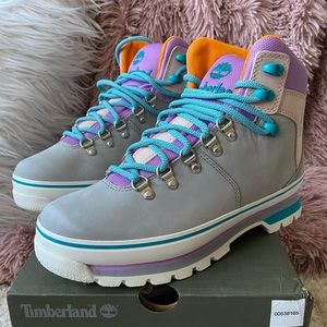 Timberland Euro Hiker Boot in Grey/Purple/Turqouise NWB! Size 8